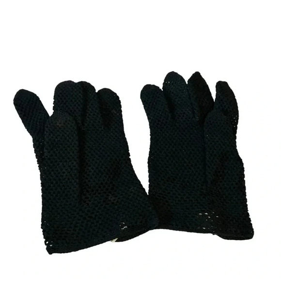 VINTAGE GLOVES ITALIAN MADE FOR CALVONE CROCHETED FISHNET STRETCH l ELEGANT - Picture 4 of 12